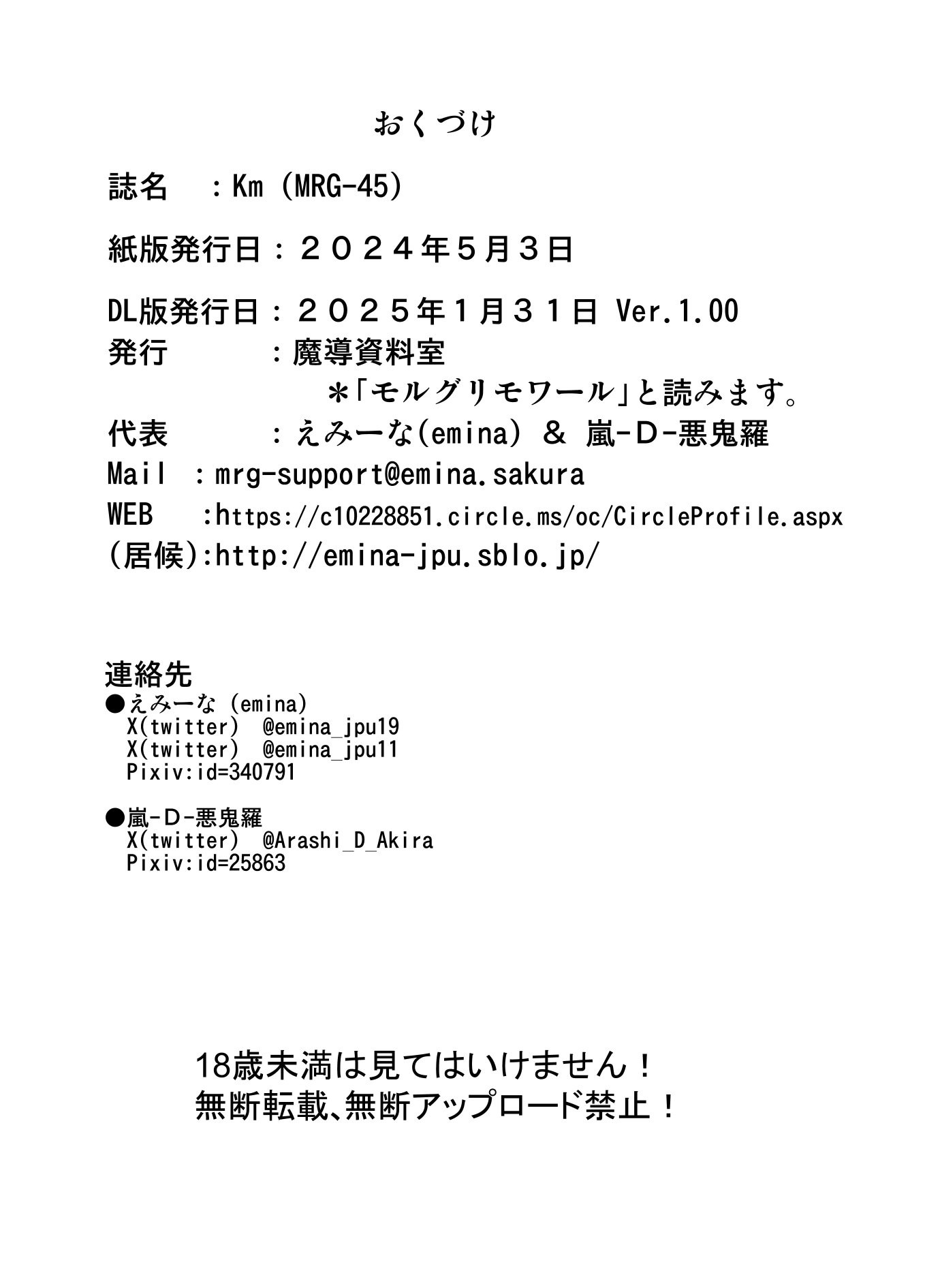 [魔導資料室 (えみーな)] Km (東方Project) [DL版]